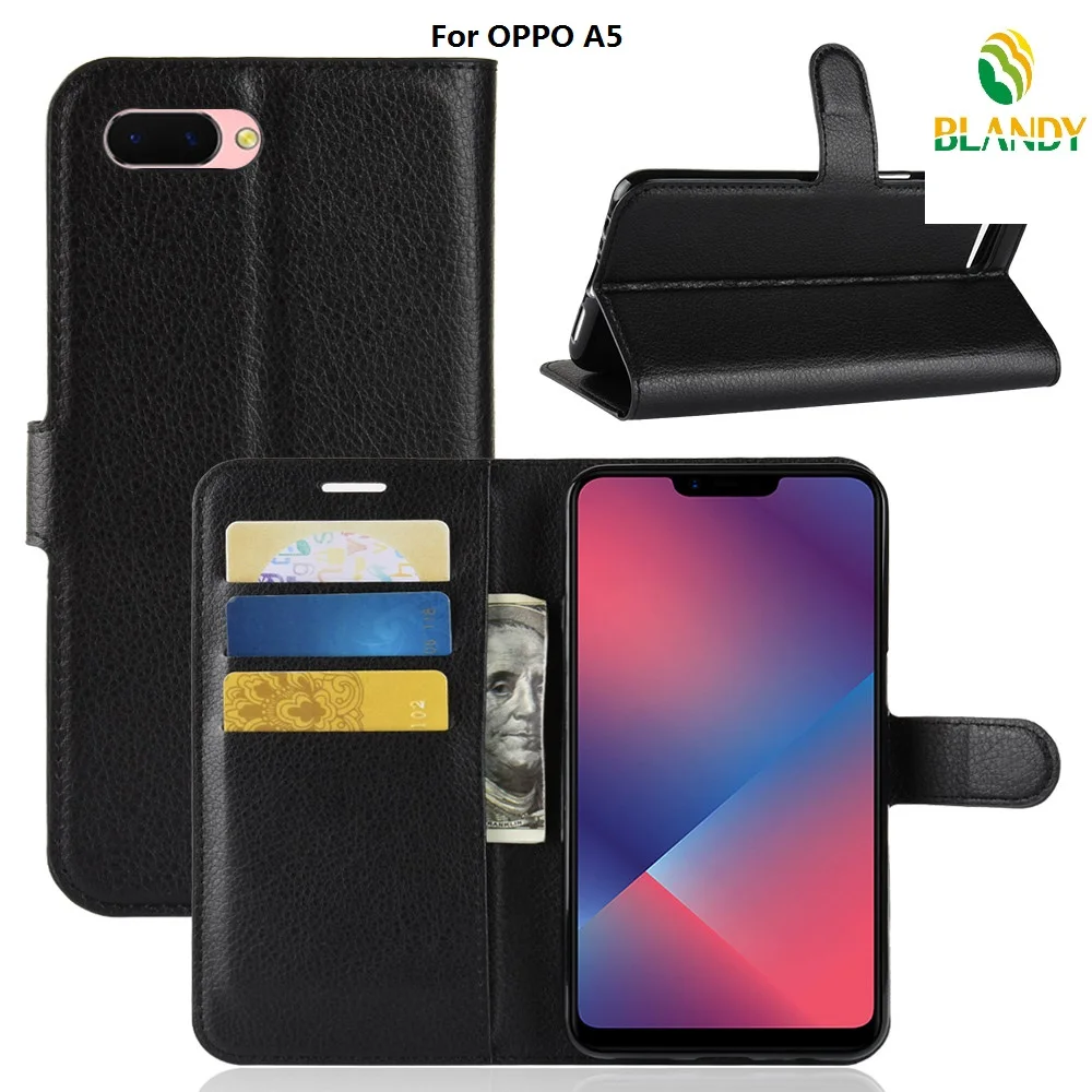 

100pcs/lot For Oppo F9 Litchi Lychee Credit Card Wallet Stand Flip leather case For Oppo A5 A3 R15 pro F7 YOUTH A73s