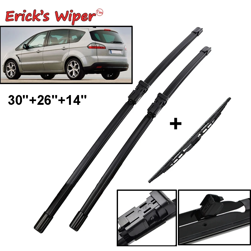 

Erick's Wiper LHD Front & Rear Wiper Blades Set For Ford S-Max Smax 2006 - 2008 Windshield Windscreen Window Brushes 30"+26"+14"