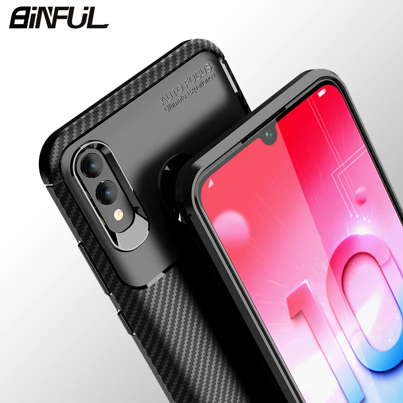 Чехол для Huawei P Smart 2019 из углеродного волокна Мягкая силиконовая Противоударная