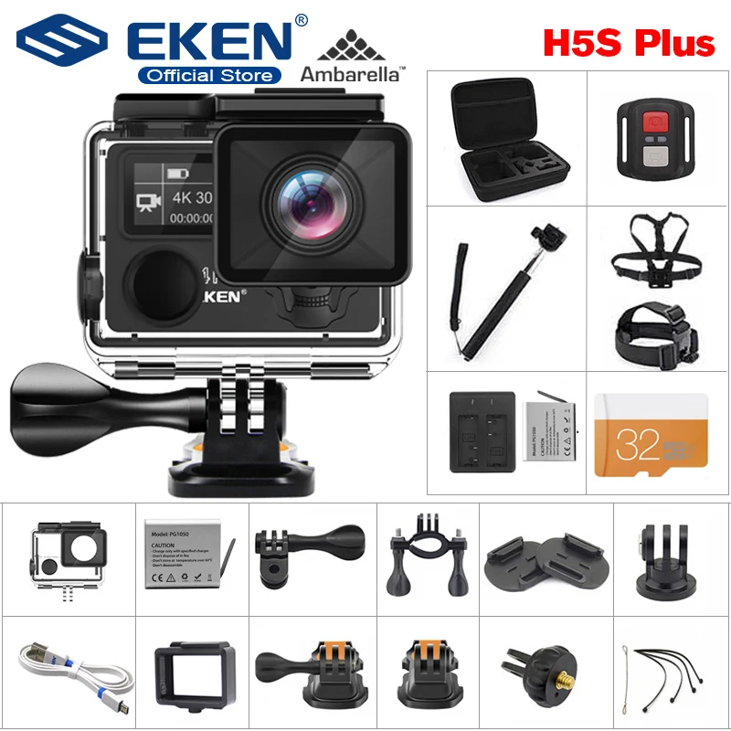 EKEN H5S Plus 4K 30fps Action Camera HD EIS with Ambarella A12 chip inside 30m waterproof 2.0' touch Screen sport camera
EKEN H5S Plus 4K 30fps Action Camera HD EIS with Ambarella A12 chip inside 30m waterproof 2.0' touch Screen sport camera