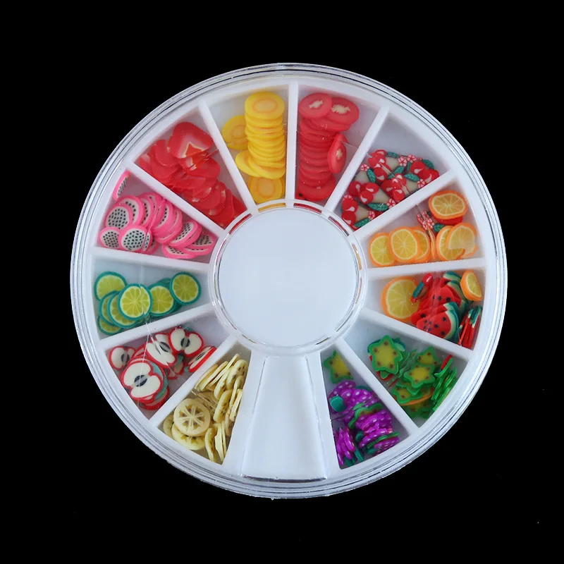 1wheel Mix Colors Fashion 12 different shapes 3D Polymer Clay Fruit slices Cane Wheel Nail Art DIY Designs
1wheel Mix Colors Fashion 12 different shapes 3D Polymer Clay Fruit slices Cane Wheel Nail Art DIY Designs