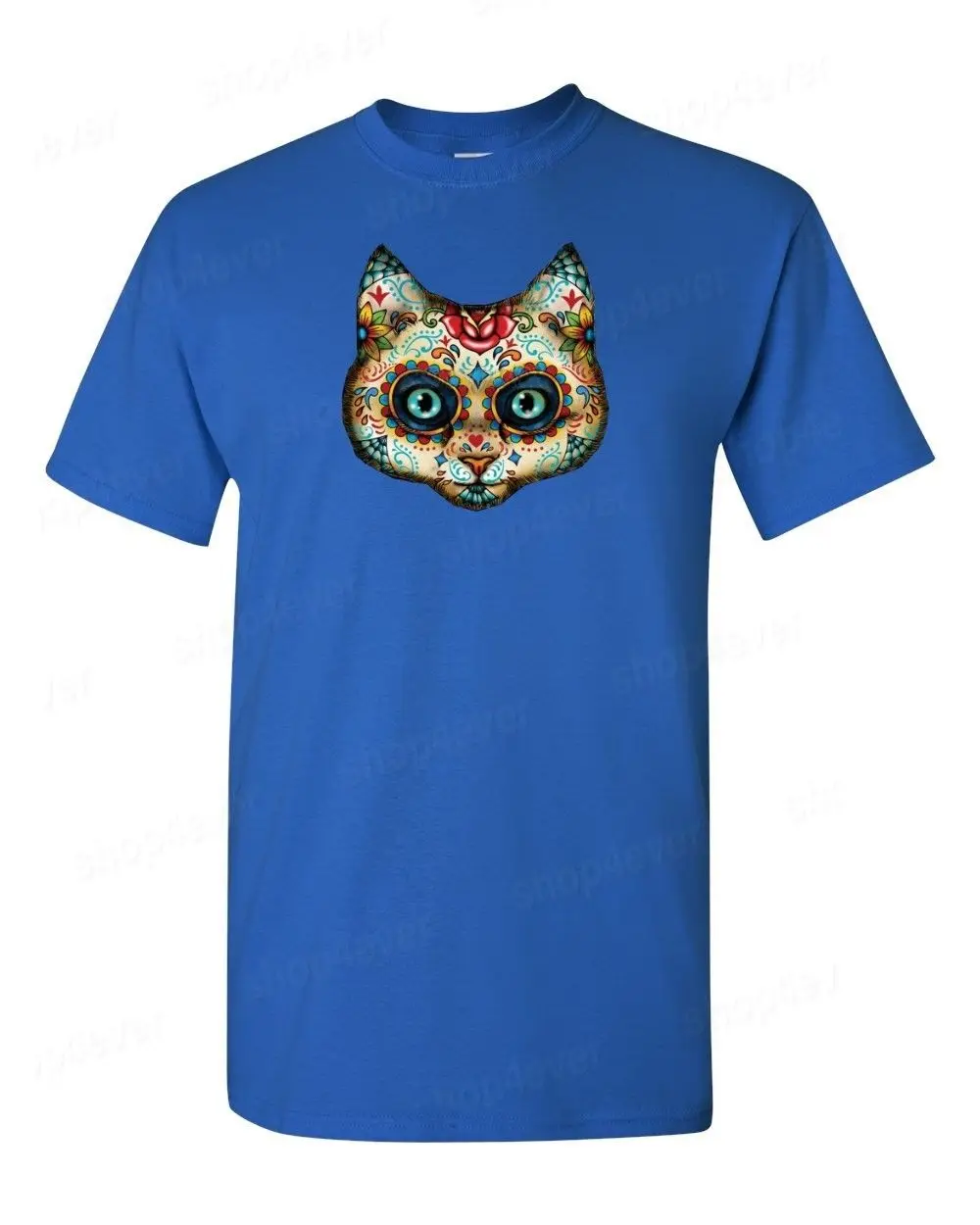 Sugar Skull Cat футболка милый День мертвых Los Muertos рубашки в стиле Хэллоуин Бесплатная