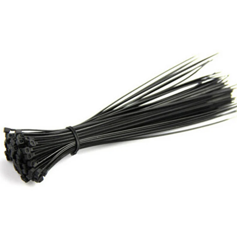 

Черный 100 шт. 100 мм, Практичная застежка-молния, ремешок для проводов, нейлоновые пластиковые кабельные стяжки
