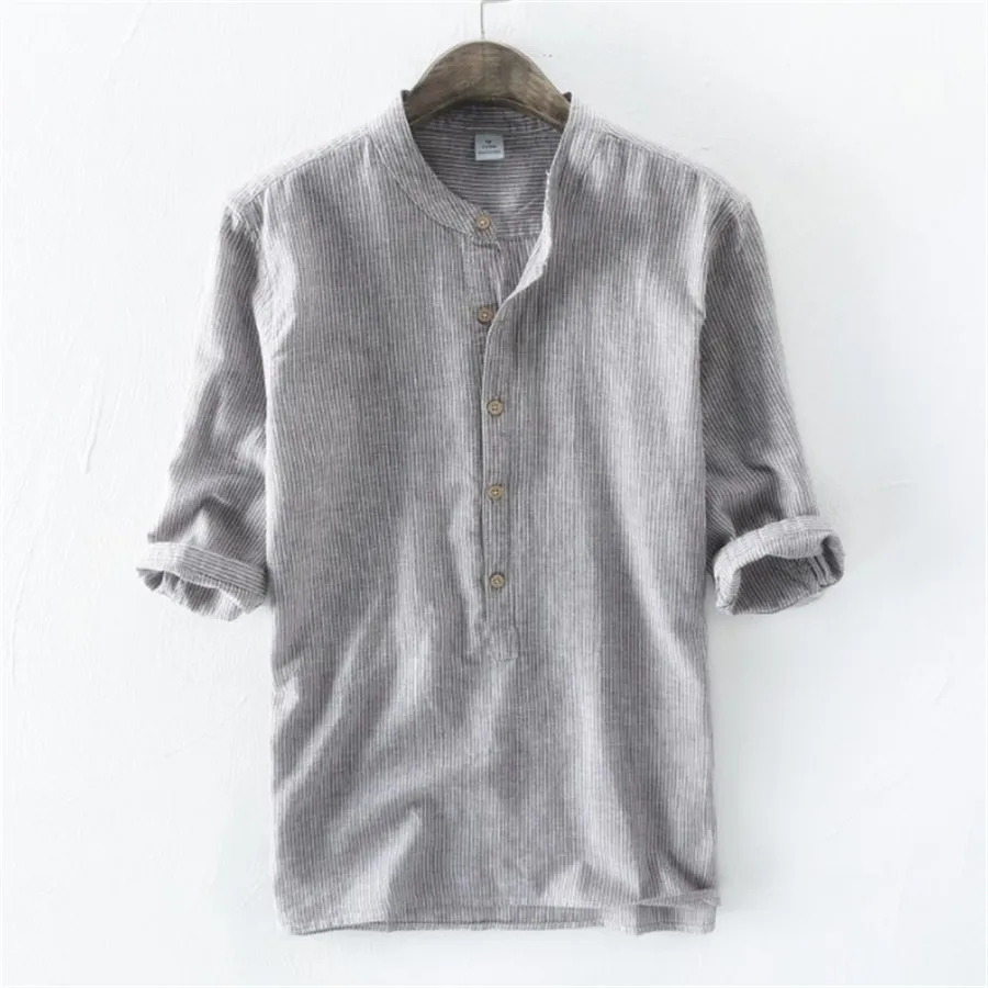 Harajuku Cotton Linen Shirt Men Three-quarter Sleeve Striped Blouse Male Casual Soft Comfortable Shirts Plus Size M-3XL Ds50356
Harajuku Cotton Linen Shirt Men Three-quarter Sleeve Striped Blouse Male Casual Soft Comfortable Shirts Plus Size M-3XL Ds50356