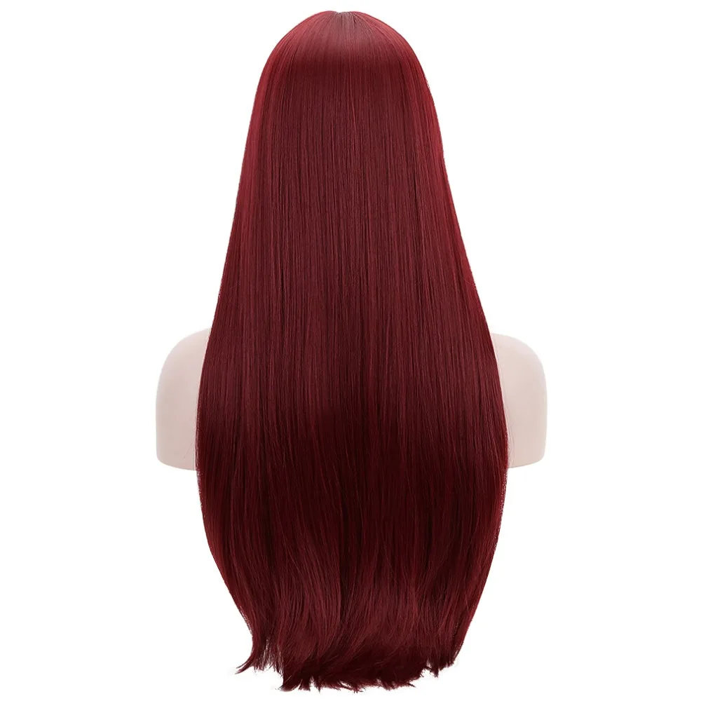 Синтетические прямые парики для женщин с челкой 28 дюймов розовый средний