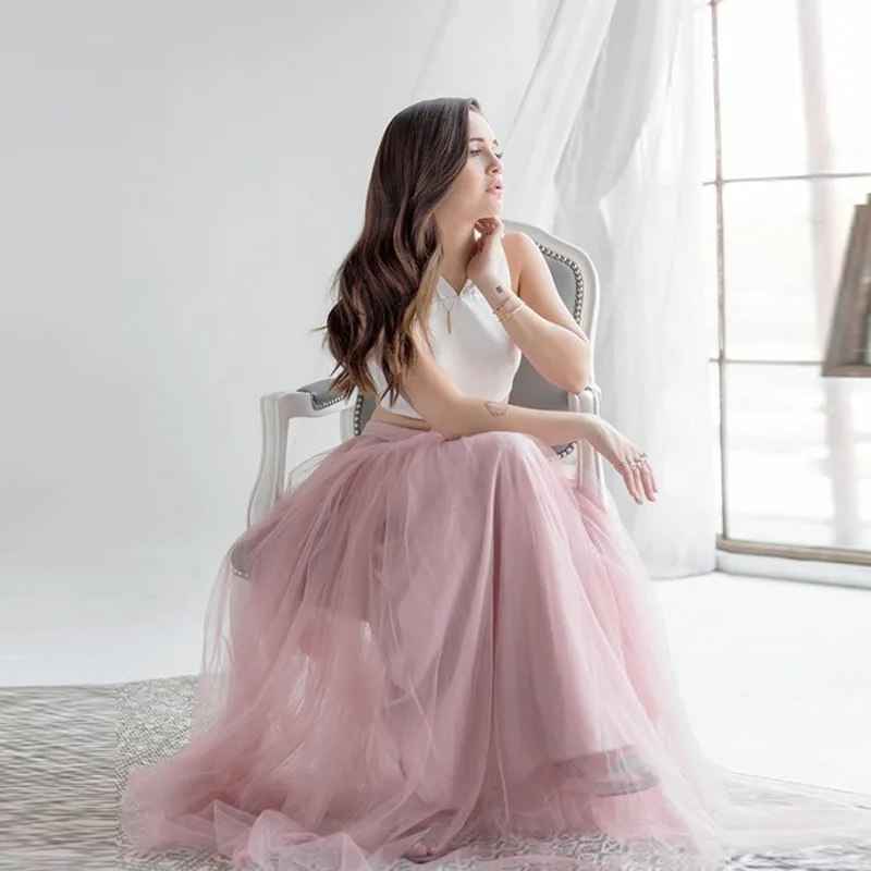 Фото Красивая розовая Тюлевая юбка для невесты 2018 на молнии заказ 3-слойная мягкая