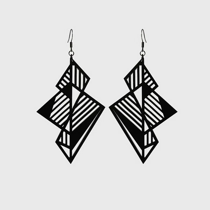Hyperbole Stereoscopic Geometric Feamle long black acrylic earrings Simple Hollow Out statement Vintage Earrings
Hyperbole Stereoscopic Geometric Feamle long black acrylic earrings Simple Hollow Out statement Vintage Earrings