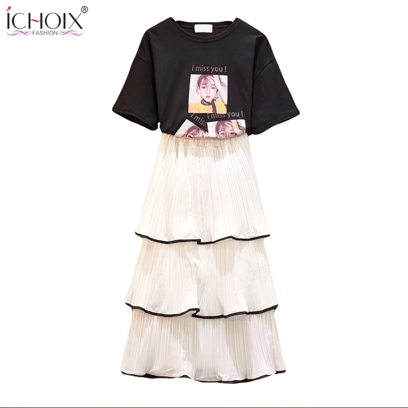 Chiffon Skirt 2 Pieces Sets Summer Big Size Women Clothes Ruffles Long Skirt t Shirt Two Piece Outfits Plus Size Skirt Set 2019
Chiffon Skirt 2 Pieces Sets Summer Big Size Women Clothes Ruffles Long Skirt t Shirt Two Piece Outfits Plus Size Skirt Set 2019