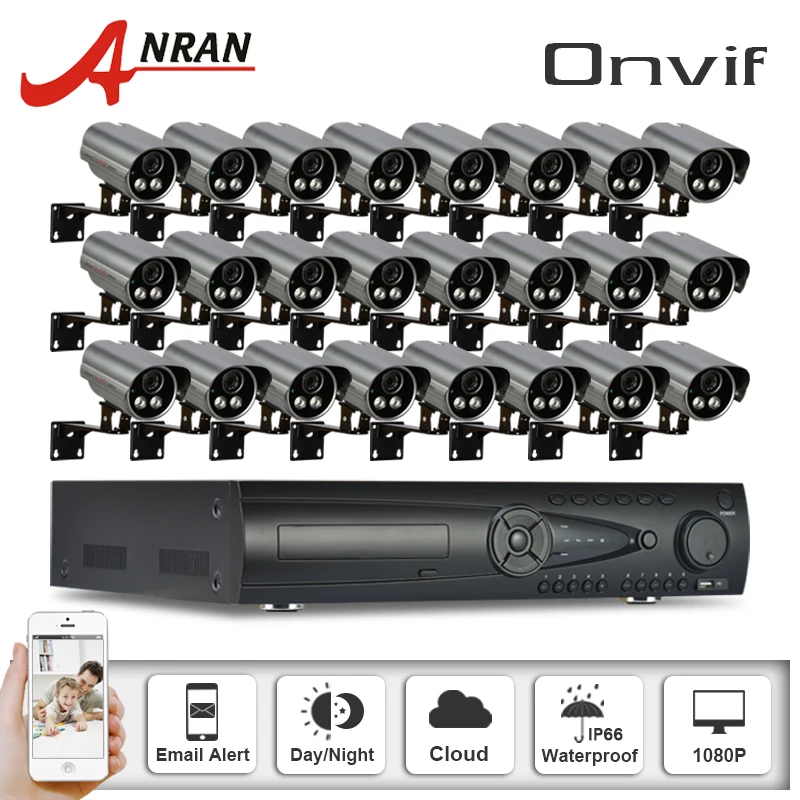ANRAN 24CH NVR Сеть ВИДЕОНАБЛЮДЕНИЯ Камеры Системы + 9 ТБ HDD & 1080 P HD Открытый Крытый