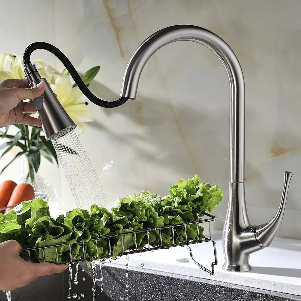 Single Lever High Arc Pull Down Kitchen Faucet, Brushed Stainless Steel Single Handle Pull Out Sprayer Kitchen Mixer Faucet
Single Lever High Arc Pull Down Kitchen Faucet, Brushed Stainless Steel Single Handle Pull Out Sprayer Kitchen Mixer Faucet