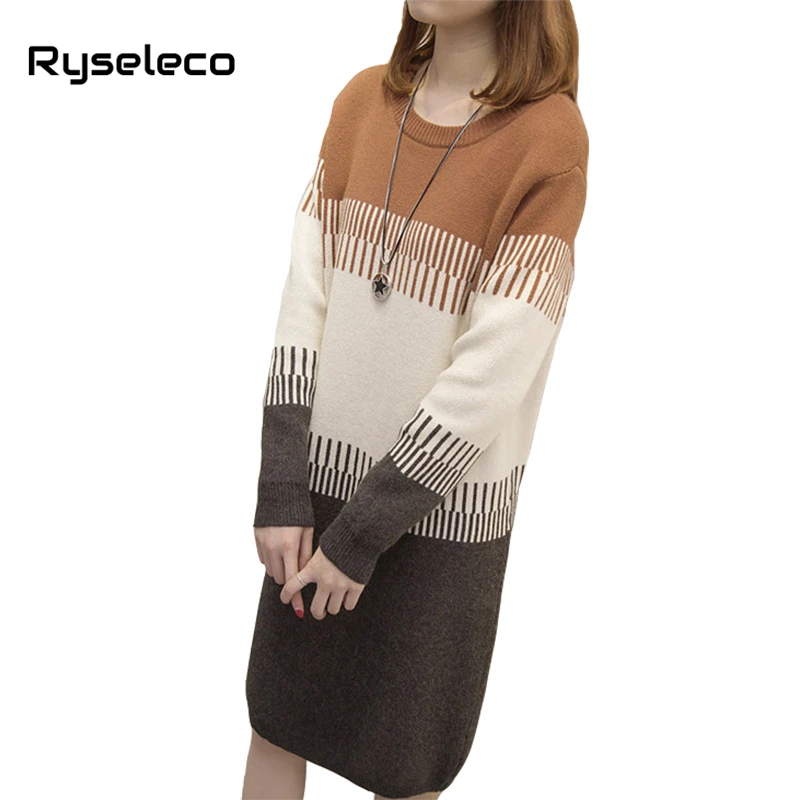 Women Fall Winter Vintage Plus size Sweater Dresses Long Sleeve Patchwork Knee-Length Oversize Knitted Tunic Straight Vestidos
Women Fall Winter Vintage Plus size Sweater Dresses Long Sleeve Patchwork Knee-Length Oversize Knitted Tunic Straight Vestidos