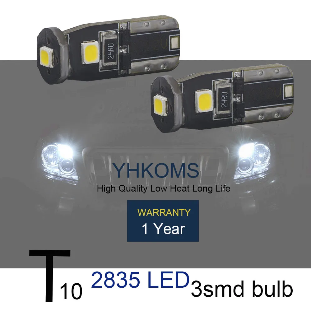 YHKOMS 2 шт. T10 W5W светодиодный 194 168 Светодиодная лампа с клиновидным цоколем боковая
