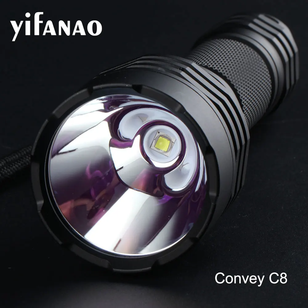 

Convoy C8 Black Light 6500K Cold White Flashlight 18650 LED Torch Copper DTP Board Ar-coated With Luminus SST40 Inside