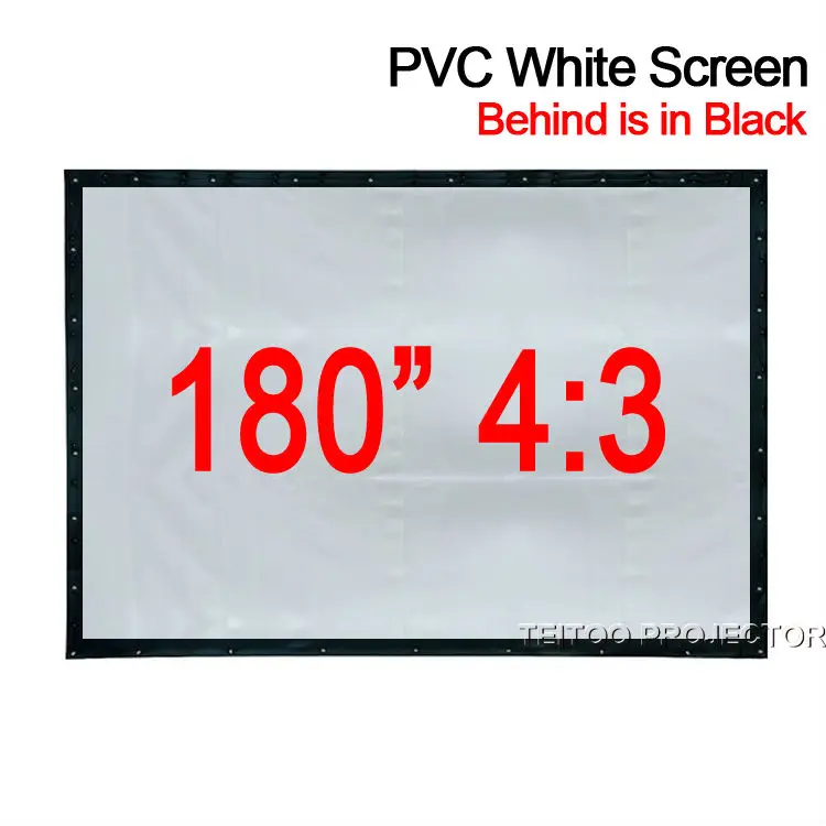 180 дюймовая 4:3 портативная мягкая белая черная фотопленка из ПВХ для 3D HD DLP