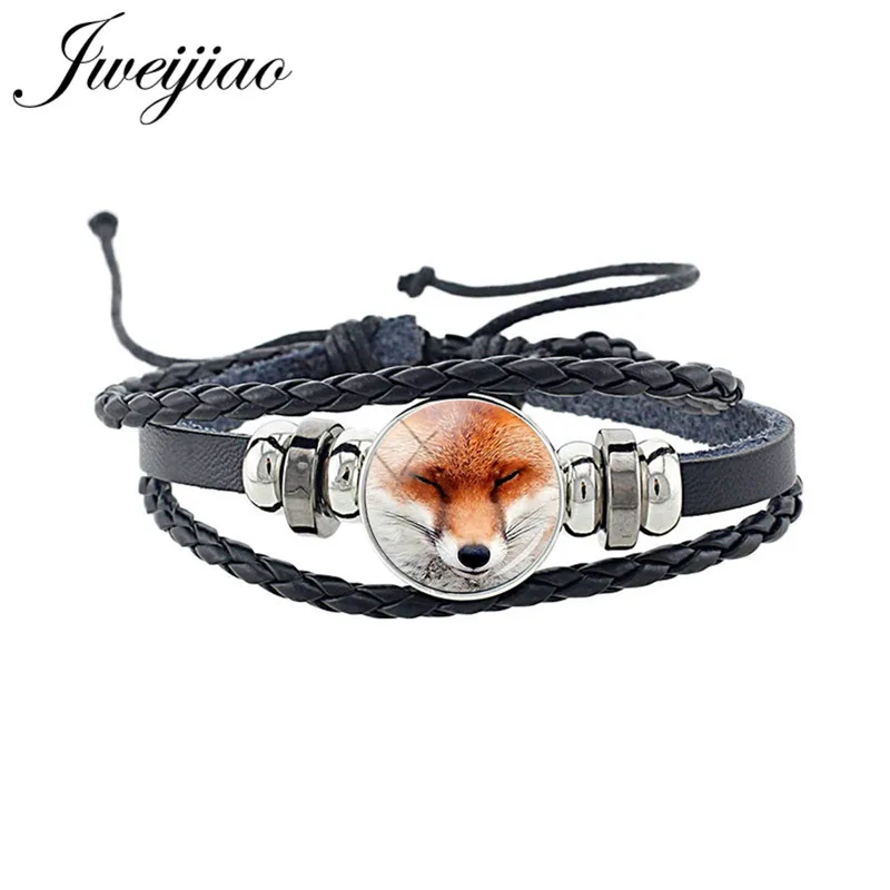 JWEIJIAO New Cute Fox Bracelet Glass Animal Picture Cabochon Charm Black PU Leather Cord Bracelet Bangles Punk Jewelry Gift CN96
JWEIJIAO New Cute Fox Bracelet Glass Animal Picture Cabochon Charm Black PU Leather Cord Bracelet Bangles Punk Jewelry Gift CN96