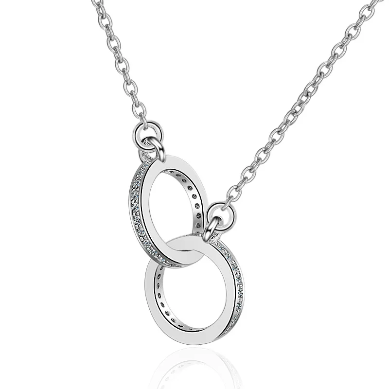 New Fashion 925 Sterling Silver Double Circle Shiny CZ Zirconia Ladies' Necklaces Pendants For Women Wedding Gift Jewelry
New Fashion 925 Sterling Silver Double Circle Shiny CZ Zirconia Ladies' Necklaces Pendants For Women Wedding Gift Jewelry