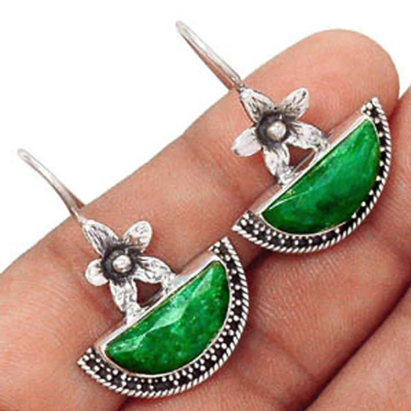 Женские Висячие серьги Tisonliz в стиле ретро с зелеными кристаллами свадебные для