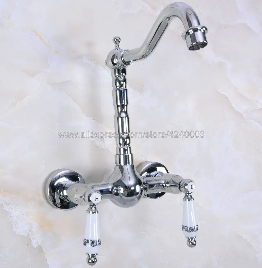 Wall Mounted Two Handles Chrome Brass Finish Kitchen Sink Bathroom basin Faucet mixer tap Kna957
Wall Mounted Two Handles Chrome Brass Finish Kitchen Sink Bathroom basin Faucet mixer tap Kna957