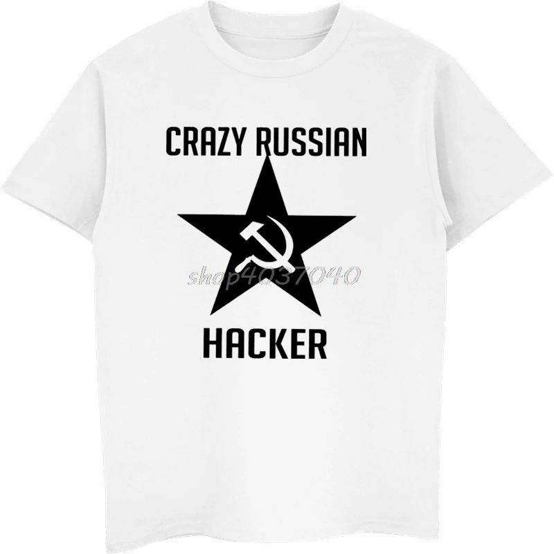 Забавная летняя футболка Crazy Russian Hacker с принтом СССР Мужская хлопковая коротким