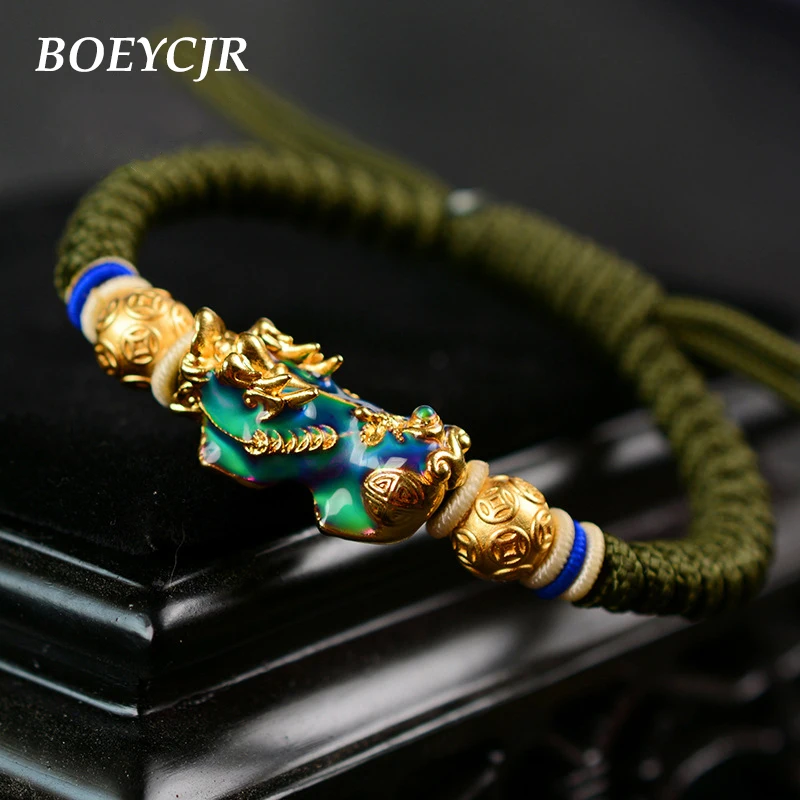 BOEYCJR Novel Gold Color Temperature Change Color Lucky Brave Troops Pixiu Braided Rope Energy Bangles & Bracelets for Men
BOEYCJR Novel Gold Color Temperature Change Color Lucky Brave Troops Pixiu Braided Rope Energy Bangles & Bracelets for Men