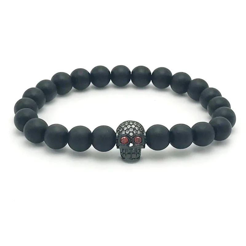 Unisex Fashion Skull Mens Jewelry Wholesale 10pcs/lot 8mm Matte onyx stone beads with Micro Pave Clear Cz Skull Bracelets
Unisex Fashion Skull Mens Jewelry Wholesale 10pcs/lot 8mm Matte onyx stone beads with Micro Pave Clear Cz Skull Bracelets
