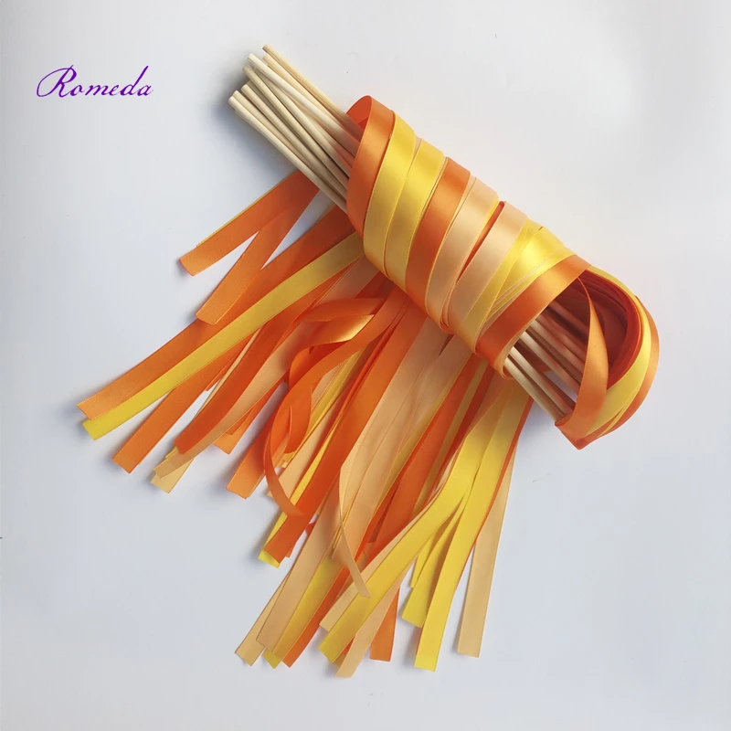 

Горячая продажа оранжевая светло-оранжевая желтая Свадебная лента палочки Без лента с колокольчиком скручивающие ленты для свадебного украшения