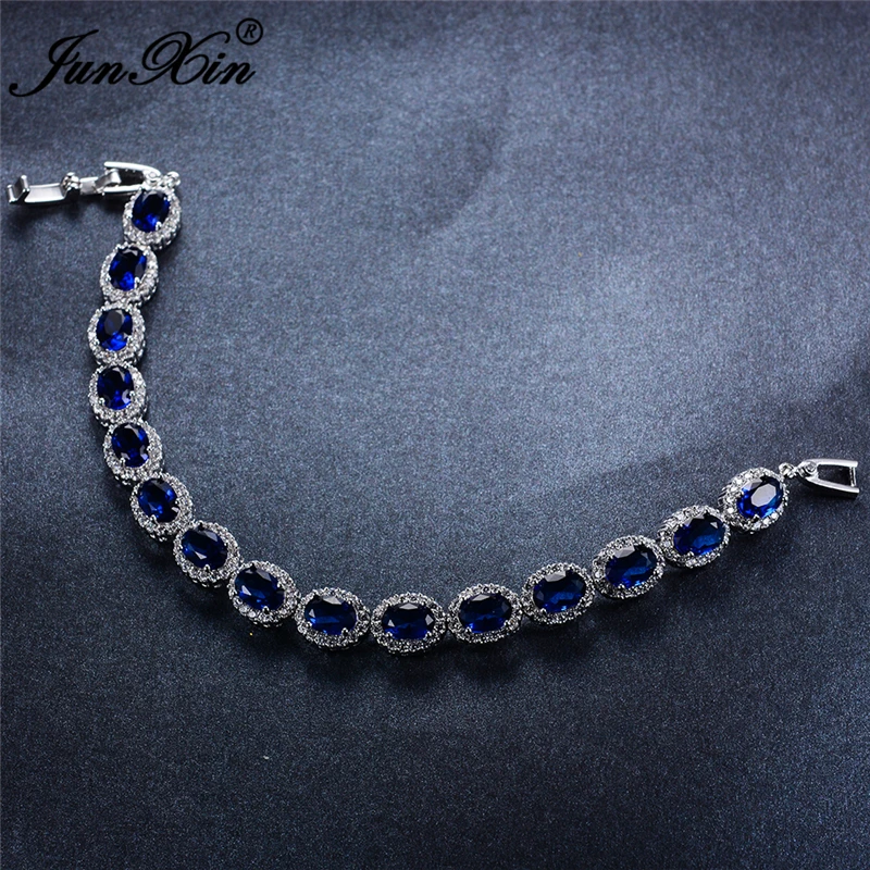 JUNXIN Top Quality Blue AAA Round Zircon Bracelet Women White Gold Filled 17.5cm Wedding Bracelets Jewelry BR0006
JUNXIN Top Quality Blue AAA Round Zircon Bracelet Women White Gold Filled 17.5cm Wedding Bracelets Jewelry BR0006