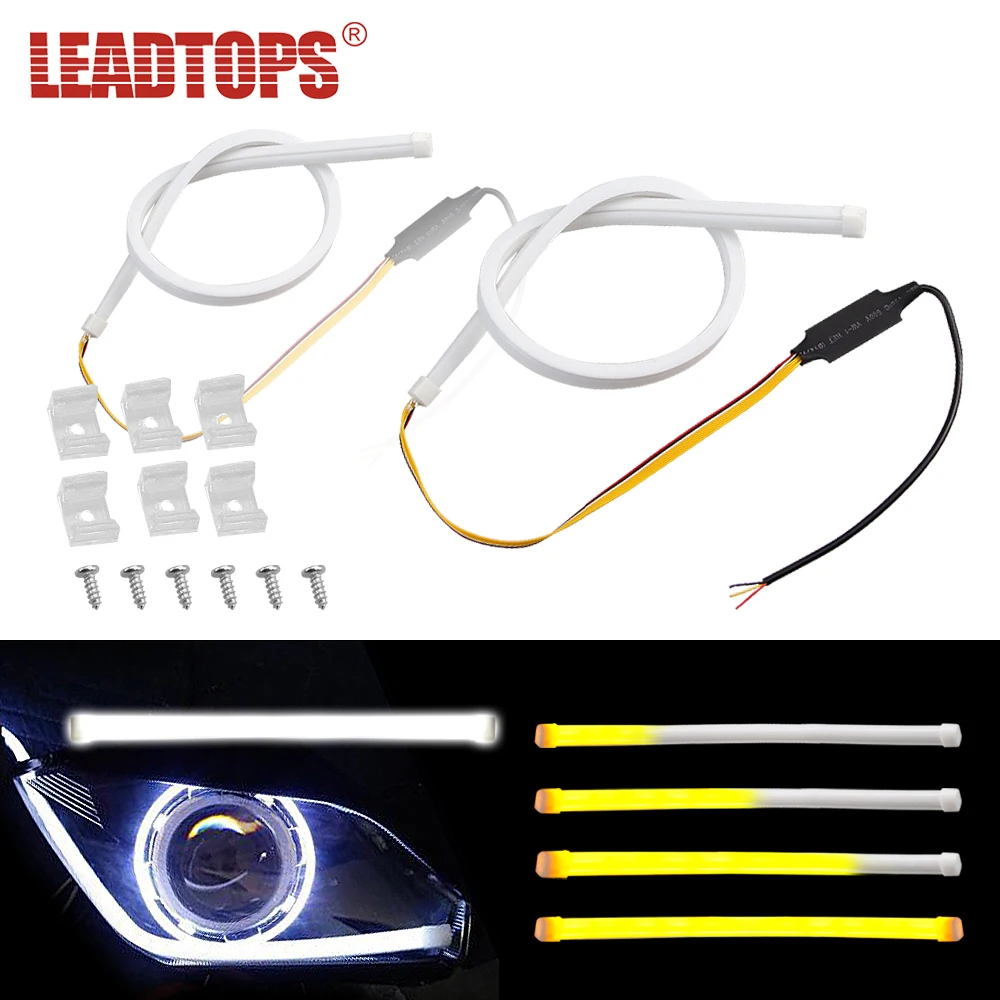 2pcs Silicagel Car Led Turn Signal Lights DRL Fexible Daytime Running Lights 60cm White Turn Yellow Flow 12v Waterproof AD
2pcs Silicagel Car Led Turn Signal Lights DRL Fexible Daytime Running Lights 60cm White Turn Yellow Flow 12v Waterproof AD