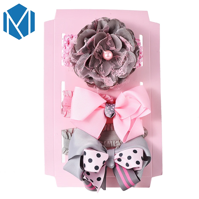 3Pcs/lot Elastic Hair Bands Lace Bowknot Flower Turban Headwear For Princess Party Accessories | Аксессуары для одежды