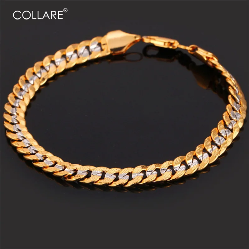 Collare Trendy Two Tone Bracelet Men Jewelry Gold/Silver Color 21cm 6MM Cuban Link Chain Men Bracelets & Bangles H146
Collare Trendy Two Tone Bracelet Men Jewelry Gold/Silver Color 21cm 6MM Cuban Link Chain Men Bracelets & Bangles H146