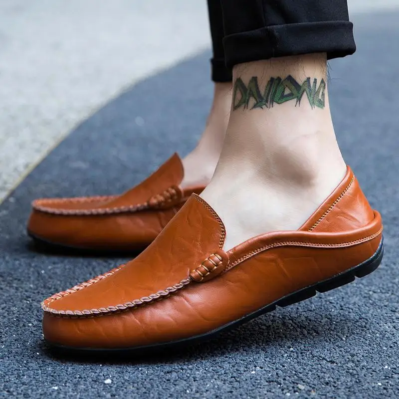 Big Size 38-46 Slip on Casual Men Loafers Spring and Autumn Mens Moccasins Shoes Genuine Leather Men's Flats | Обувь