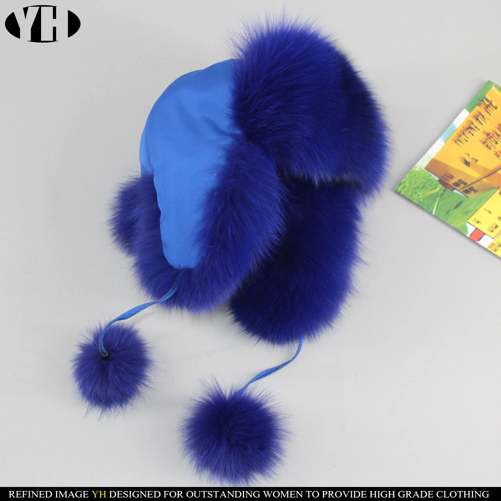 2019 new arrive women real fox fur cap warm ear Bomber Hats raccoon hat earmuffs trapper earflap | Аксессуары для одежды