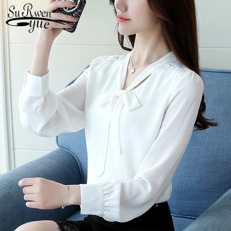 Blusas mujer de moda 2018 Новая Осенняя Корейская стильная женская блузка рубашка Женская