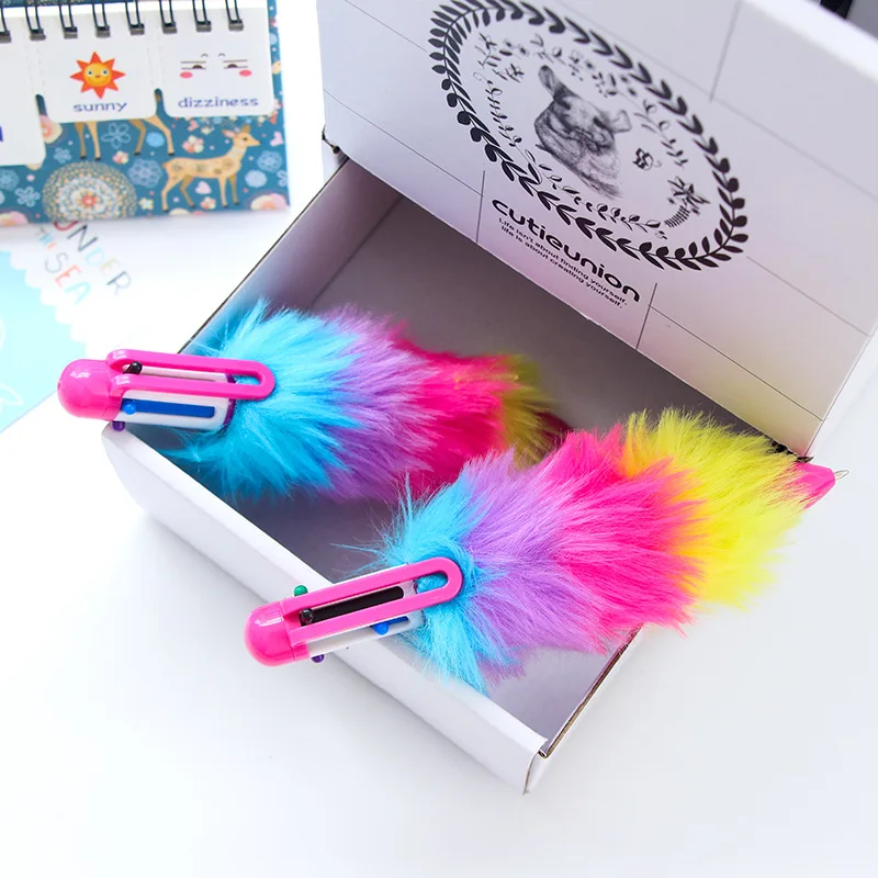 2018 The Favorite Multicolor Pen Korean Kawaii Stationary Canetas Coloridas Rainbow Color Fluff Pens For Writing 1PC sale | Канцтовары