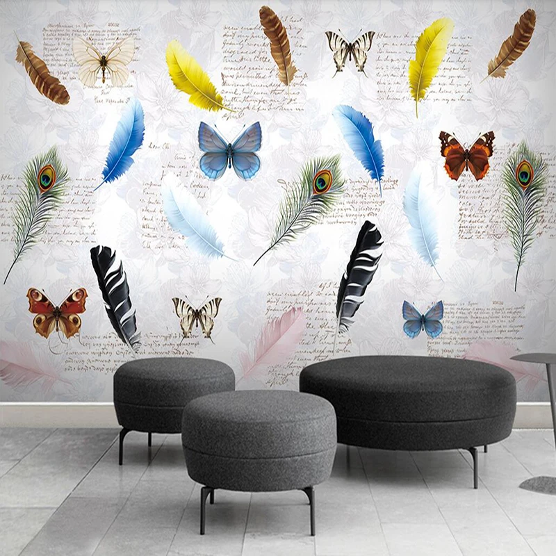Decorative wallpaper series Colorful feather butterfly English restaurant bar background wall paper
Decorative wallpaper series Colorful feather butterfly English restaurant bar background wall paper