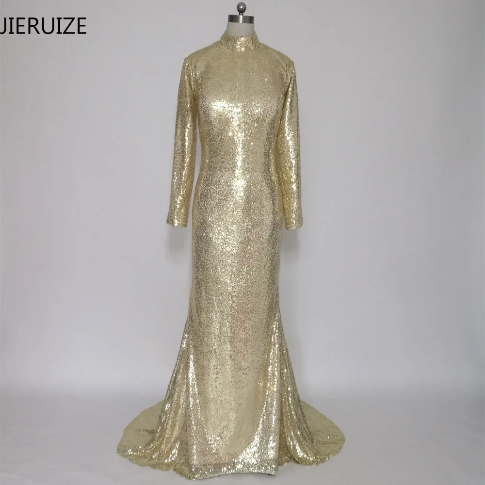 JIERUIZE Gold Sequin Mermaid Evening Dresses Long Low Back Long Sleeves Prom Dresses Formal Dresses robe de soiree
JIERUIZE Gold Sequin Mermaid Evening Dresses Long Low Back Long Sleeves Prom Dresses Formal Dresses robe de soiree