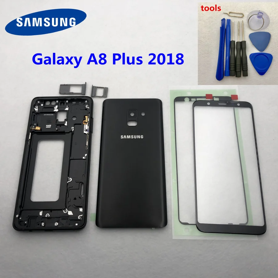 Полный корпус для Samsung Galaxy A8 Plus 2018 A730 A730F стеклянная задняя крышка батарейного