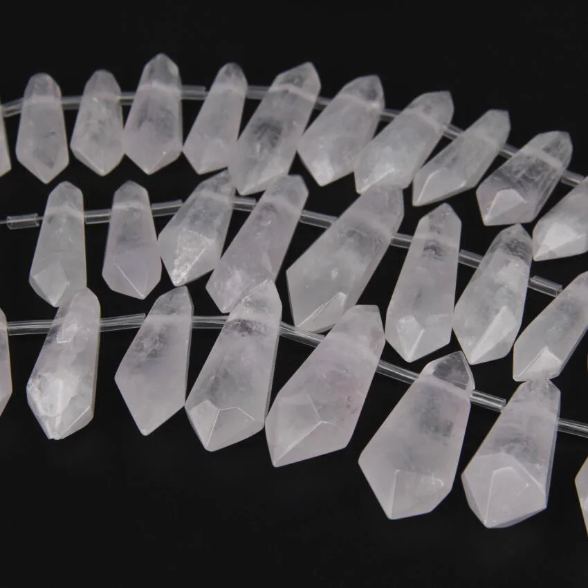 Large White Quartz Graduated Top Drilled Faceted Double Stick Point Pendants strand,Natural Stones Rough Raw Crystals Spike
Large White Quartz Graduated Top Drilled Faceted Double Stick Point Pendants strand,Natural Stones Rough Raw Crystals Spike