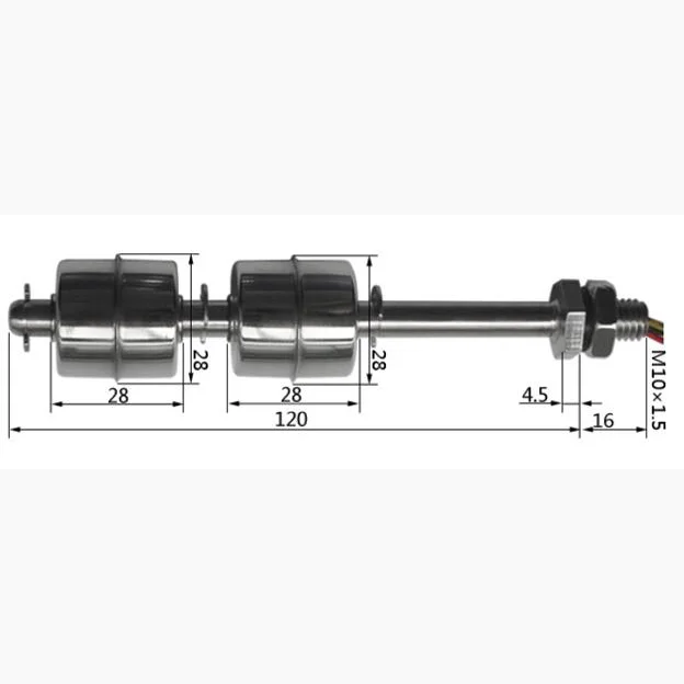 M10*100MM Daul Ball Float Switch Liquid Water Level Sensor Stainless Steel For 220V ZS12010-2
M10*100MM Daul Ball Float Switch Liquid Water Level Sensor Stainless Steel For 220V ZS12010-2