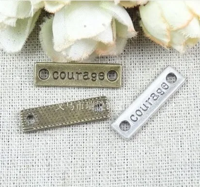 A2340 Free Shipping! 100pcs/lot 24*6.5mm Antique silver word plate courage Pendant Fashion Jewelry Clothing Accessories
A2340 Free Shipping! 100pcs/lot 24*6.5mm Antique silver word plate courage Pendant Fashion Jewelry Clothing Accessories