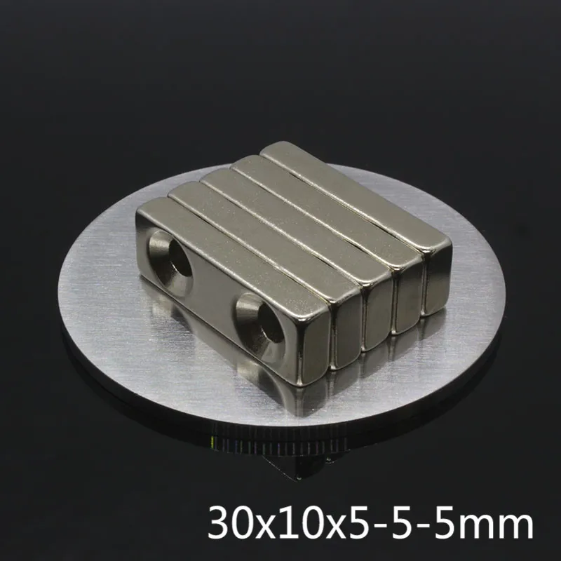 10 шт. 30*10*5 N35 NdFeB Магнит 30x10x5 -5 мм с 2 резьбовыми потайными отверстиями M5 неодимовый