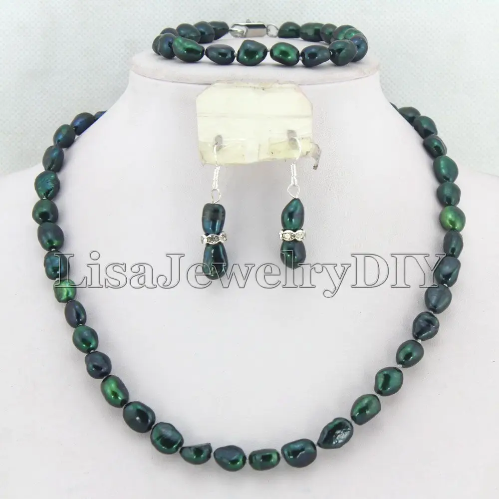Dark Green 8-9mm Nature Freshwater Pearl Beads Jewelry Set Fashion Party Wedding Bridal Jewelry HD5152
Dark Green 8-9mm Nature Freshwater Pearl Beads Jewelry Set Fashion Party Wedding Bridal Jewelry HD5152