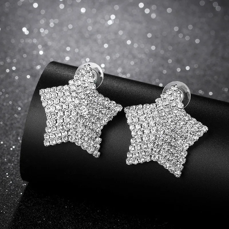 New Arrival Luxury Sparkling Cubic Zirconia CZ Zircon Crystal Pave Setting Big Star Stud Earrings for Women or Girls Party Club
New Arrival Luxury Sparkling Cubic Zirconia CZ Zircon Crystal Pave Setting Big Star Stud Earrings for Women or Girls Party Club