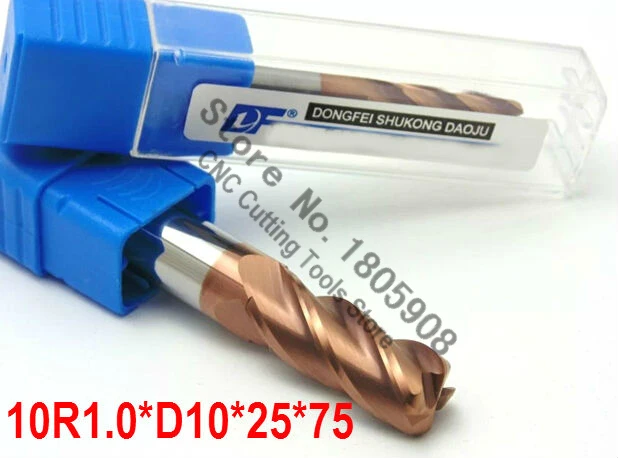 1PCS 10R1.0*10*25*75 Titanium yellow 10mm 4 flutes Cemented Carbide Corner Radius endmill CNC router bit milling cutter tool
1PCS 10R1.0*10*25*75 Titanium yellow 10mm 4 flutes Cemented Carbide Corner Radius endmill CNC router bit milling cutter tool