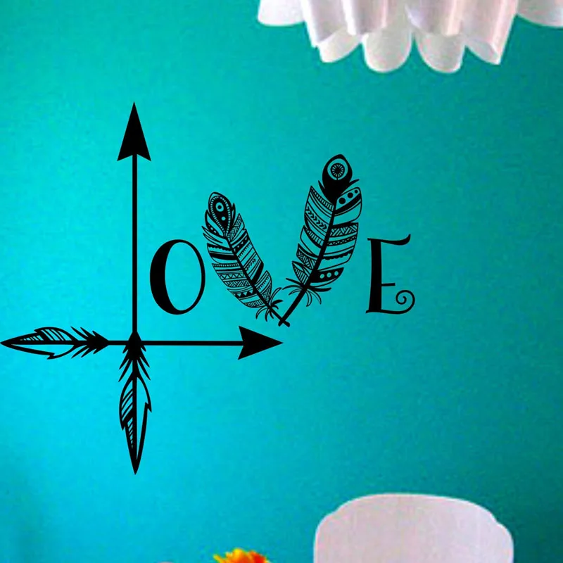 ZOOYOO Arrow Feather Love Wall Sticker Art Murals Home Decor Living Room Bedroom Decoration Wallpaper Design | Дом и сад