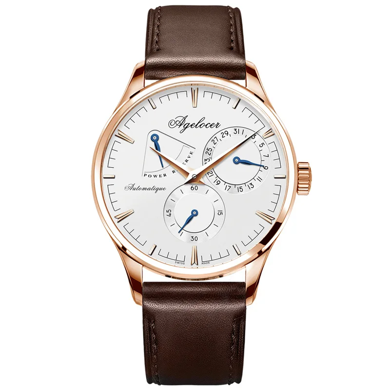 New Design Men Army Military Watch Agelocer Men's Watches White Dashboard Automatic Movement Power Reserve Display Seconds Dial
New Design Men Army Military Watch Agelocer Men's Watches White Dashboard Automatic Movement Power Reserve Display Seconds Dial