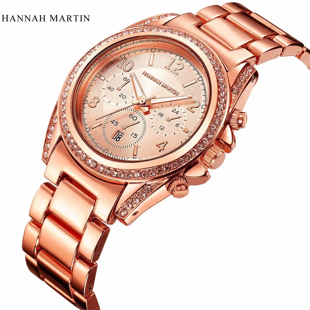 HANNAH MARTIN Brand Women Full Steel Ladies Watches Auto Date Luxury Fashion Gold Wrist Watches reloj mujer relogio feminino
HANNAH MARTIN Brand Women Full Steel Ladies Watches Auto Date Luxury Fashion Gold Wrist Watches reloj mujer relogio feminino