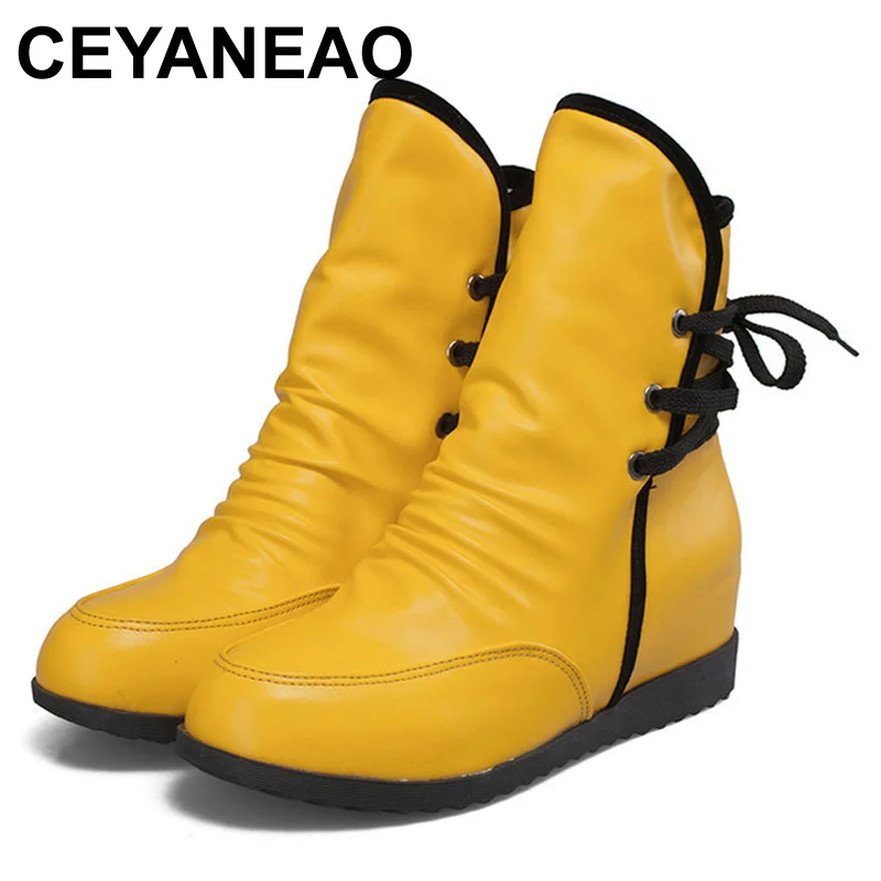 CEYANEAO Autumn Winter Warm New Sexy Fashion Pu Lace-up Mar Ankle Boots Black White Red Yellow Waterproof High Shoes E905
CEYANEAO Autumn Winter Warm New Sexy Fashion Pu Lace-up Mar Ankle Boots Black White Red Yellow Waterproof High Shoes E905