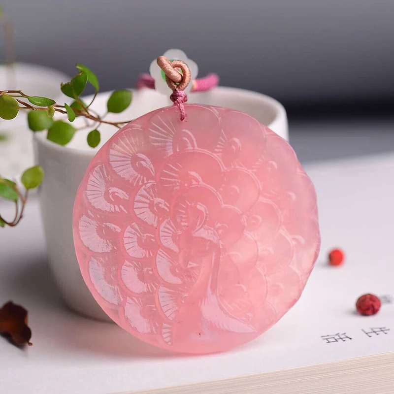 Wholesale Pink Natural Crystal Pendants Carved Peacock Pendants Sweater Chain Necklace Lucky for Women Girl Crystal Jewelry
Wholesale Pink Natural Crystal Pendants Carved Peacock Pendants Sweater Chain Necklace Lucky for Women Girl Crystal Jewelry