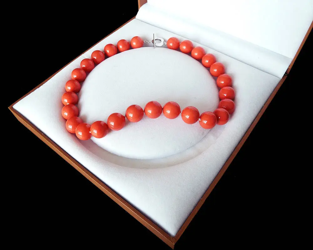 

FREE SHIPPING HOT sell new Style 14mm luxury fashion Coral orange red south sea shell pearl necklaceearl fashion necklace